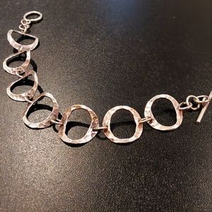 925 SILVER HAMMERED OPEN CIRCLES LINK BRACELET